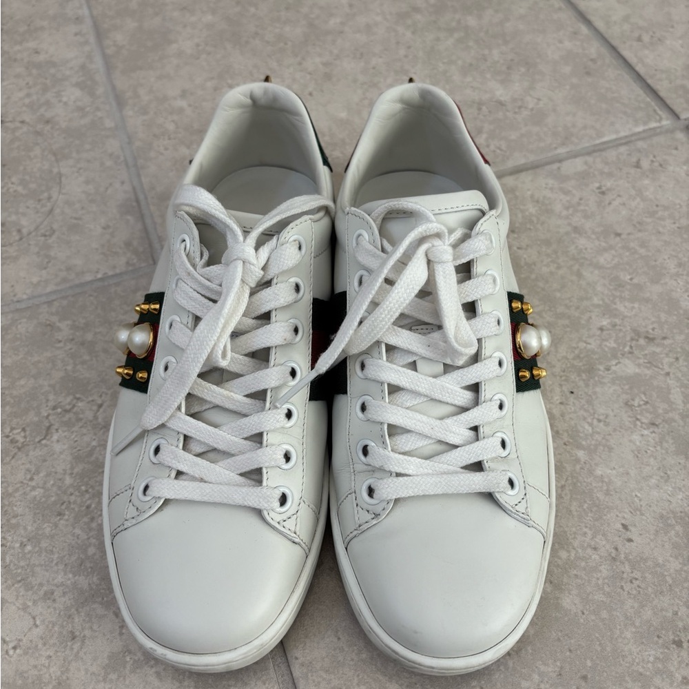Gucci Wmns Ace Studded ‘White’ Sneakers - Picture 4 of 7
